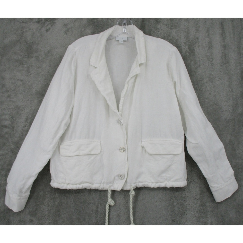 J Jill Jacket Womens Small Linen Blend Button Crop Lightweight Resort Coastal